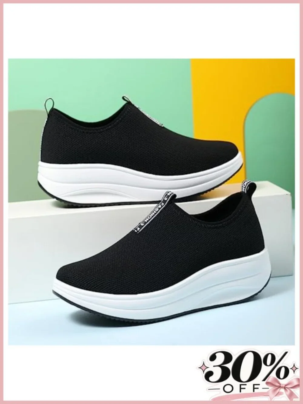 Platform Loafers Slip On Sneakers Lightweight Walking Shoes Cushioned Mesh